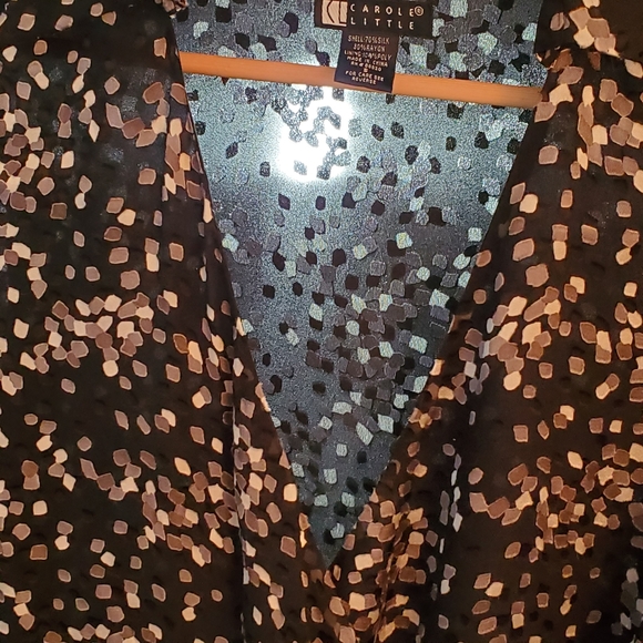 Silk wrap tie waist blouse black size small - Picture 5 of 7